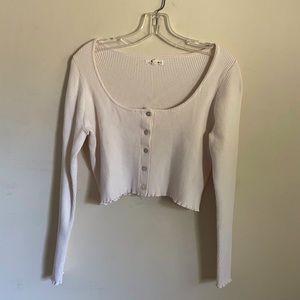 LA Hearts Small Ribbed Cropped Button Up Cardigan